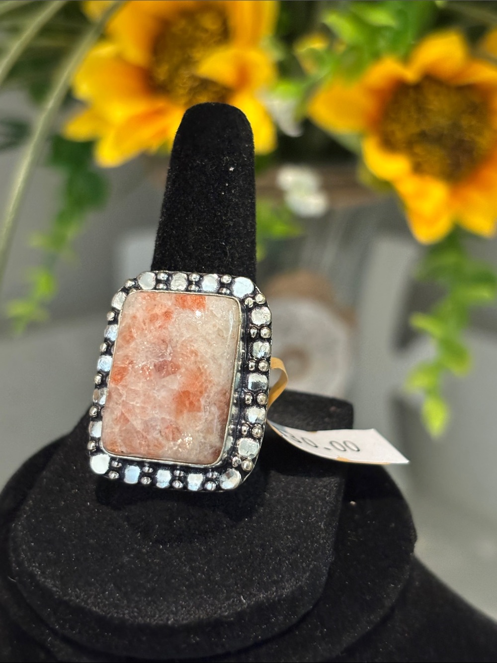 Sunstone Gemstone Statement Ring Size 7 - Picture 3 of 10